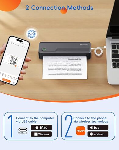 A41 Bluetooth Thermal Printer, Portable Inkless Printer for Travel Supports 8.5 x 11 Inch Paper, Small Mobile Printing Device Ideal for Office, School, Home in Kuwait