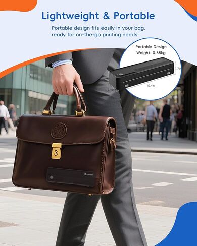 A41 Bluetooth Thermal Printer, Portable Inkless Printer for Travel Supports 8.5 x 11 Inch Paper, Small Mobile Printing Device Ideal for Office, School, Home in Kuwait
