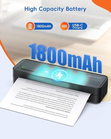 A41 Bluetooth Thermal Printer, Portable Inkless Printer for Travel Supports 8.5 x 11 Inch Paper, Small Mobile Printing Device Ideal for Office, School, Home in Kuwait