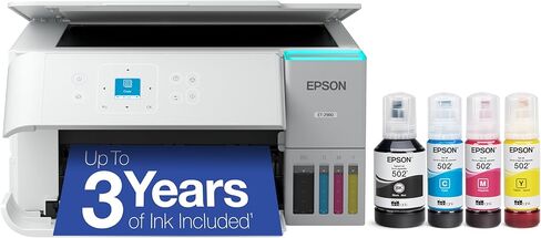 Epson EcoTank ET-2980 Wireless All-in-One Color Supertank Printer with up to 3 Years of Ink Refillable Tanks, Perfect for Home, 15 PPM, 1.44" Colorful Screen, Auto 2-Sided Printing (Renewed) in Kuwait