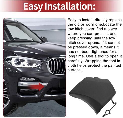 Front Right Car Tow Hook Cover Cap for BMW X3 G01 G08 2018-2020 Hook No.51119477665 No Primer Base Color Plastic 1 Pc in Kuwait