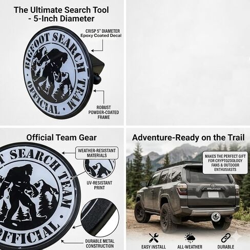 Bigfoot Search Team Official Black Steel Trailer Hitch Cover with UV Epoxy Domed Decal, 10 Gauge Metal Construction in Kuwait