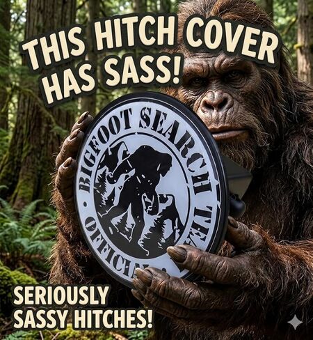 Bigfoot Search Team Official Black Steel Trailer Hitch Cover with UV Epoxy Domed Decal, 10 Gauge Metal Construction in Kuwait