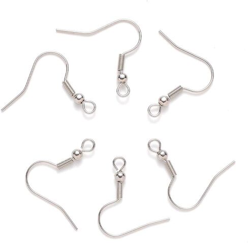 200Pcs Stainless Steel French Earring Hooks Fish Hooks Ear Wires 21x22mm with Ball Coil for Jewelry Making Hole: 2mm in Kuwait