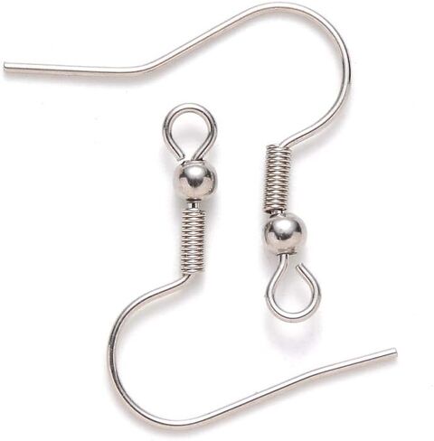 200Pcs Stainless Steel French Earring Hooks Fish Hooks Ear Wires 21x22mm with Ball Coil for Jewelry Making Hole: 2mm in Kuwait