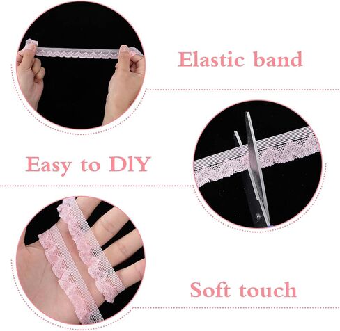 9Pcs Elastic Ruffle Ribbon Lace Trim, Stretch Ruffle Pleated Trim for Sewing Assortment Organza Lace, 0.79 * 39.37in Wide Narrow Ruffles Edge Laces Ribbon for Clothes Decoration Sewing Craft Supply in Kuwait