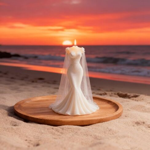 2 Pcs Wedding Dress Candle Mold, Bride Skirt Princess Dress Silicone Mold for Candle Making, Epoxy Resin Casting Mold for Handcraft, Perfect for Wedding Party Dinner Home Decor Valentine's Day Gifts in Kuwait
