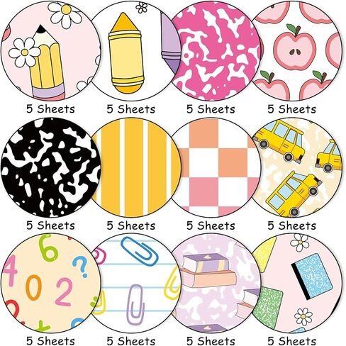 Whaline 60 Sheets Back to School Pattern Paper Pastel Scrapbook Specialty Paper Double Sided for Classroom DIY Crafts Card Making Photo Album Decor, 5.5 x 8.3 Inch in Kuwait
