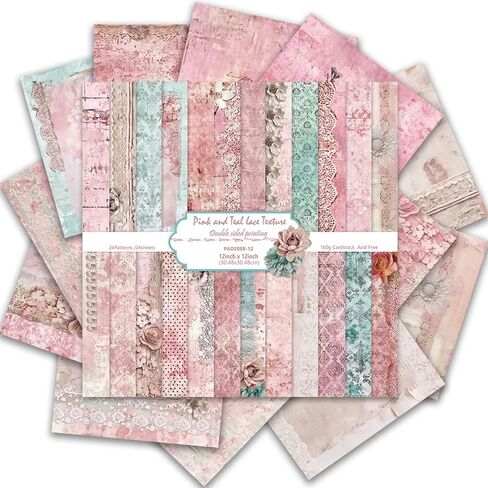 Vintage Scrapbook Paper 12 ×12 - 24Sheets Double-Sided Pattern Decorative Paper | Scrapbook Supplies & Card Making Supplies for DIY Crafts Art Journaling Photo Album Decor (Brown) in Kuwait