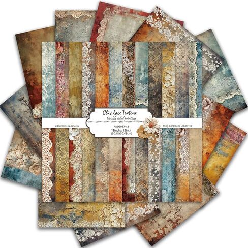 Vintage Scrapbook Paper 12 ×12 - 24Sheets Double-Sided Pattern Decorative Paper | Scrapbook Supplies & Card Making Supplies for DIY Crafts Art Journaling Photo Album Decor (Brown) in Kuwait
