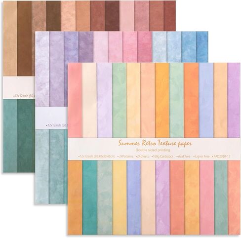 72 Sheets 12x12 Scrapbook Paper Variety Multicolor Boho Floral Watercolor Earth Tone Double-sided Craft Paper Decorative Cardstock DIY Journal Supplies Decor(Multicolor,Texture) in Kuwait