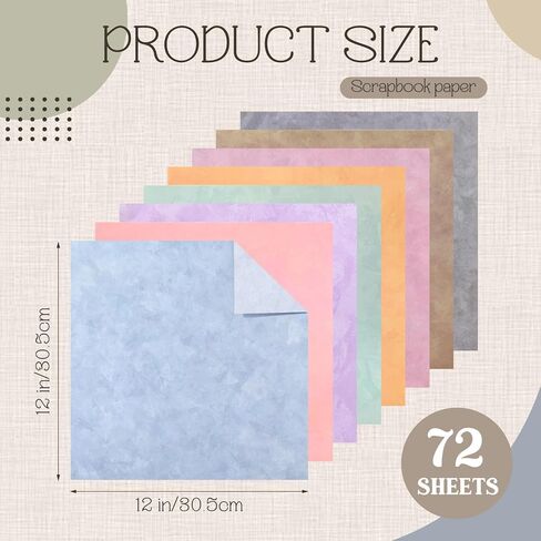 72 Sheets 12x12 Scrapbook Paper Variety Multicolor Boho Floral Watercolor Earth Tone Double-sided Craft Paper Decorative Cardstock DIY Journal Supplies Decor(Multicolor,Texture) in Kuwait
