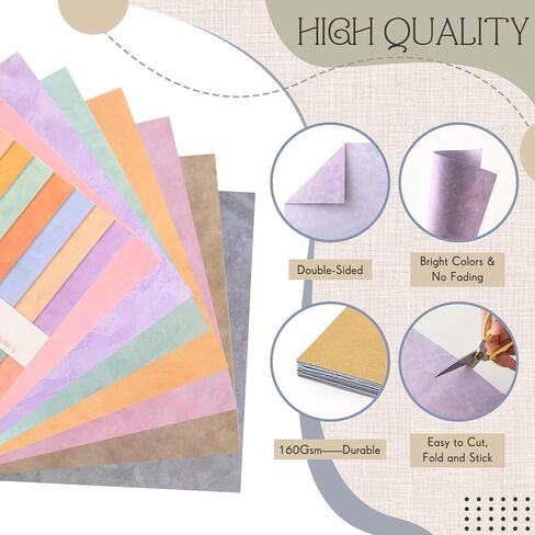 72 Sheets 12x12 Scrapbook Paper Variety Multicolor Boho Floral Watercolor Earth Tone Double-sided Craft Paper Decorative Cardstock DIY Journal Supplies Decor(Multicolor,Texture) in Kuwait