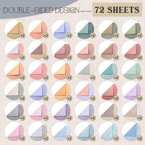 72 Sheets 12x12 Scrapbook Paper Variety Multicolor Boho Floral Watercolor Earth Tone Double-sided Craft Paper Decorative Cardstock DIY Journal Supplies Decor(Multicolor,Texture) in Kuwait