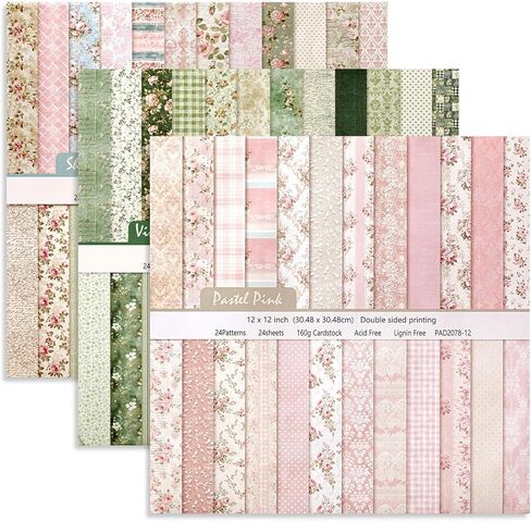 72 Sheets 12x12 Scrapbook Paper Variety Multicolor Boho Floral Watercolor Earth Tone Double-sided Craft Paper Decorative Cardstock DIY Journal Supplies Decor(Multicolor,Texture) in Kuwait