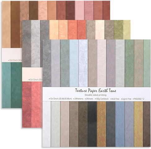 72 Sheets 12x12 Scrapbook Paper Variety Multicolor Boho Floral Watercolor Earth Tone Double-sided Craft Paper Decorative Cardstock DIY Journal Supplies Decor(Multicolor,Texture) in Kuwait