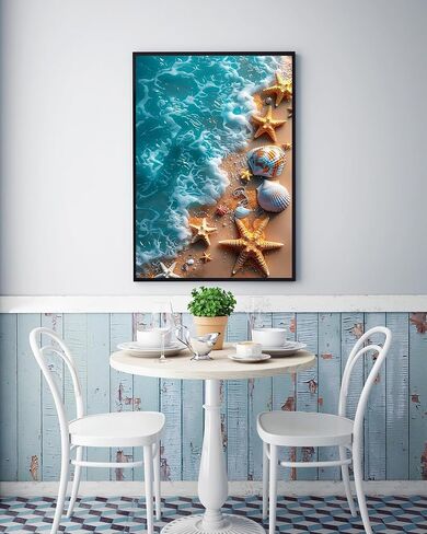 KINPLUB Beach Diamond Painting Kits for Adults, 5D Seashell Starfish Diamond Art Kits for Beginners, DIY Full Round Drill Paint by Diamonds, Home Wall Decor 12 x 16 Inch in Saudi Arabia