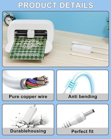 سلك طاقة 18 فولت لآلة القطع الذكية Cricut Joy Xtra JCTR201C zJXtra16 zJXtra1 zJXtra2 zJXtra3 JCTR101 TS-A045-1800251 استبدال مصدر الطاقة in Kuwait