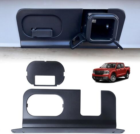 Rear Bumper Cover Panel for 2022-2025 Ford Maverick, Trailer Hitch Wiring Harness Connector Protector with 4/7 Pin Compatibility, Black PP Material, No-Drill Installation in Kuwait