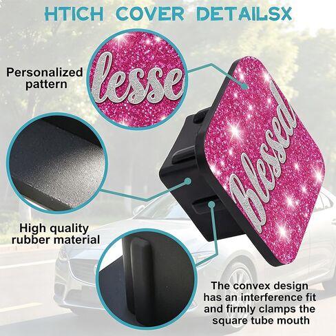 Hitch Cover Fits for 2 Inch Hitch Pink Blessed Trailer Hitch Cover Tube Plug Insert Car Exterior Accessories Receiver Tube Hitch Plug in Saudi Arabia