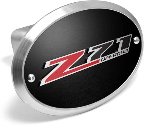 iPick Image for Chevrolet Z71 Off Road 3D Logo on Black Oval Billet Aluminum 2 inch Tow Hitch Cover - Official Licensed in Kuwait