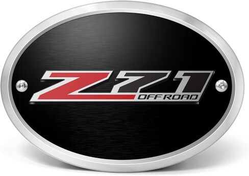 iPick Image for Chevrolet Z71 Off Road 3D Logo on Black Oval Billet Aluminum 2 inch Tow Hitch Cover - Official Licensed in Kuwait