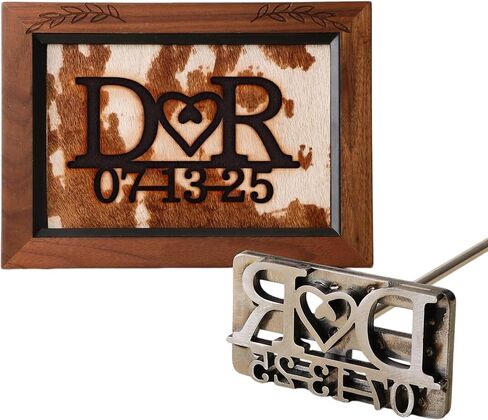 Personalized Wedding Branding Iron, Custom Initials and Date Wood Stamp for Unity Ceremony, Heat Press Tool for Couples & Anniversary Gifts in Saudi Arabia