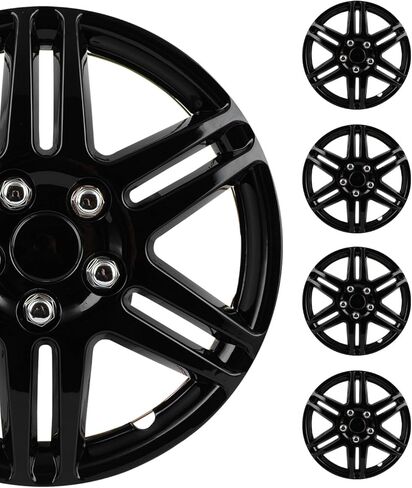 SCITOO Hubcap غطاء خارجي لاستبدال إطارات السيارات OEM، أغطية عجلات فولاذية OEM، غطاء عجلة حافة 14 بوصة مجموعة من 4 أغطية محور سوداء PP عالمية سهلة التركيب in Kuwait