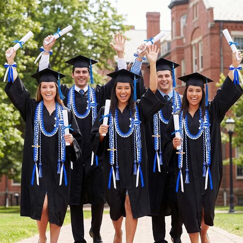 Meetory Graduation Leis 2026 - 17 Pcs Graduation Leis Class of 2026 with Grad Cord, Braided Graduation Gift for High School & College Graduation Party Supplies (blue and white) in Saudi Arabia
