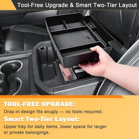 Power Sliding Center Console Organizer Tray Compatible with 2021-2025 2026 Chevy Tahoe/Suburban/GMC Yukon Accessories, Armrest Storage Box (Not Fit Standard Console with Charging Socket) in Kuwait