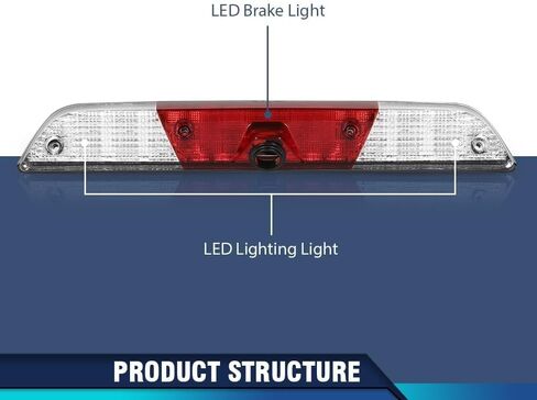 LED Rear Third 3rd Brake Light Compatible with Ford F250 F350 2017-2021 High Mount Stop Light Cargo Lamps with Bulb&Camera Clear&Red in Kuwait