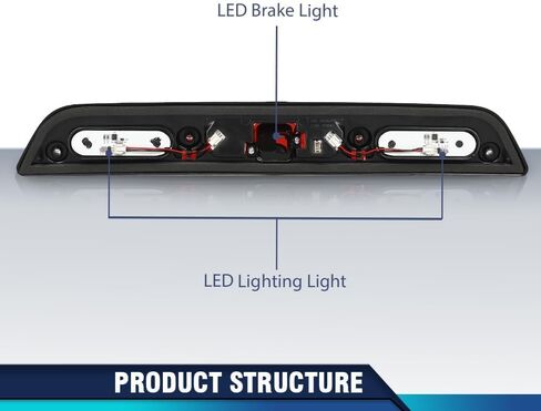 LED Rear Third 3rd Brake Light Compatible with Ford F250 F350 2017-2021 High Mount Stop Light Cargo Lamps with Bulb&Camera Clear&Red in Kuwait