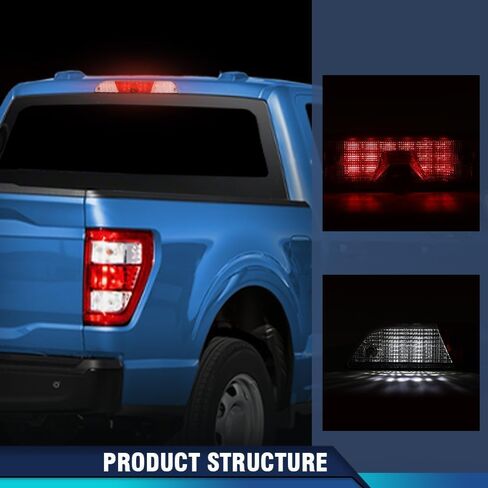 LED Rear Third 3rd Brake Light Compatible with Ford F250 F350 2017-2021 High Mount Stop Light Cargo Lamps with Bulb&Camera Clear&Red in Kuwait
