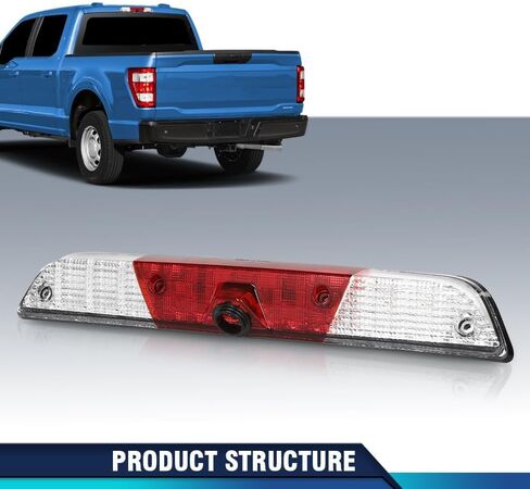 LED Rear Third 3rd Brake Light Compatible with Ford F250 F350 2017-2021 High Mount Stop Light Cargo Lamps with Bulb&Camera Clear&Red in Kuwait