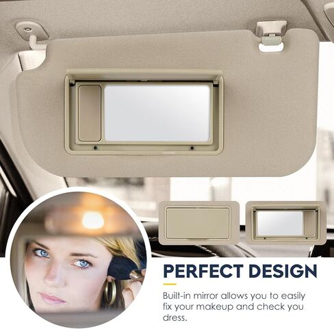 Left Driver Side Sun Visor Without Light Fit for KIA Sportage 2005 2006 2007 2008 2009 2010, Replaces for 5202-1F090EZ Beige in Kuwait