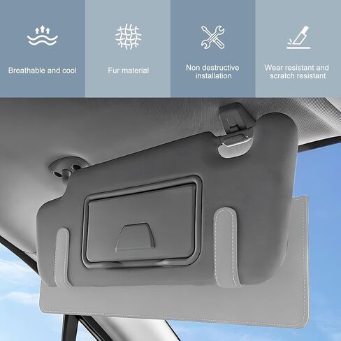 Car Sun Visor Extender, 15" x 4.65" Adjustable Sunvisor Extension, Anti Glare Clip-on Side Sun Blocker, Universal for Most Cars, Trucks, SUVs (Gray) in Kuwait