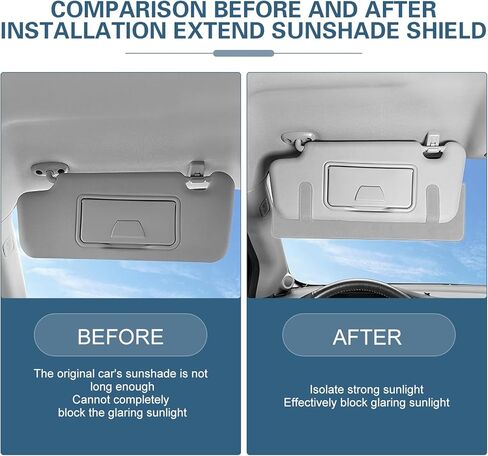 Car Sun Visor Extender, 15" x 4.65" Adjustable Sunvisor Extension, Anti Glare Clip-on Side Sun Blocker, Universal for Most Cars, Trucks, SUVs (Gray) in Kuwait