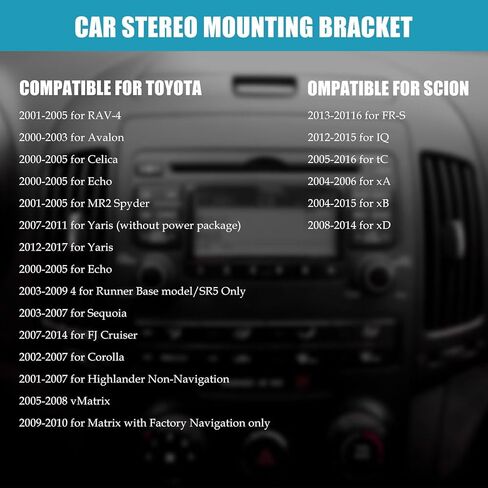 Double DIN 95-8202 Car Stereo Mounting Dash Bracket Kit with 701761 Radio Wire Harness Fit for Toyota 2003-2009 4 Runner Base Model/SR5 Only in Kuwait