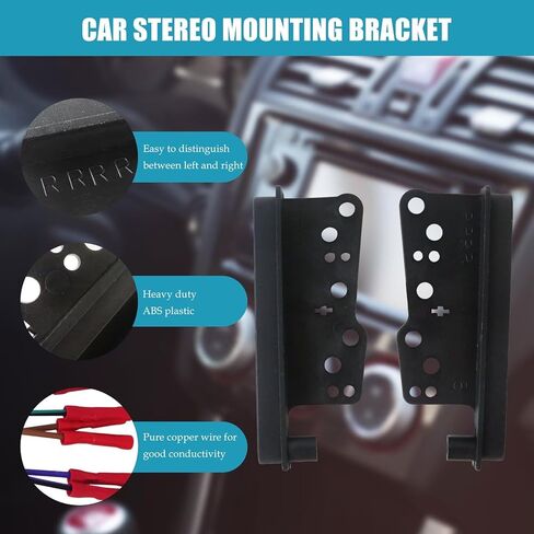 Double DIN 95-8202 Car Stereo Mounting Dash Bracket Kit with 701761 Radio Wire Harness Fit for Toyota 2003-2009 4 Runner Base Model/SR5 Only in Kuwait