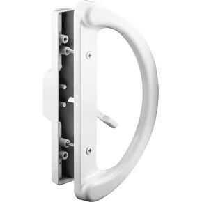 PRIME-LINE C 1225 Sliding Patio Door Handle Set & E 2014 Mortise Lock - Adjustable, Spring-Loaded Hook Latch Projection, Aluminum and Vinyl, 3-11/16", 45 Degree Keyway, Round Face