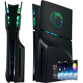 Faceplate for PS5 Slim Disc Edition with RGB Light Strip and Dust Filter with Cooling Vents DOBEWINGDELOU 400+ Effects LED Light Ring Console Face Plate Cover DIY Decoration Kit Accessorie Blue