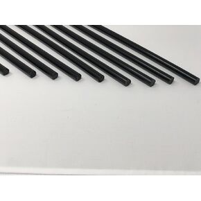 Acetal Copolymer Plastic Round Rod 1/4" Diameter, 12" Length - Black Color - Pack 10