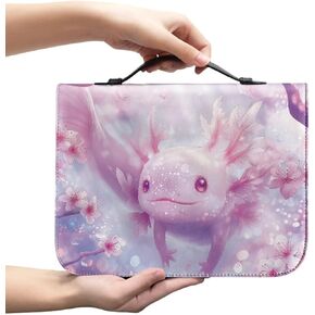 Pink Flower Bible Bags for Women Girls, PU Leather Bible Carrying Case Lightweight Bible Protective with Handle Bookmark Church Bag