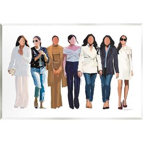 Stupell Industries Trendy Glam Women Walking Varied Fashion Outfits Wood Wall Art, Design By Amelia Noyes