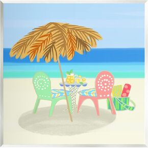 Stupell Industries Relaxing Summer Beach Scene Coastal Vacation Shoreline Wood Wall Art, Design By unknown