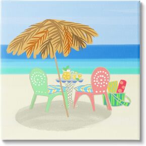 Stupell Industries Relaxing Summer Beach Scene Coastal Vacation Shoreline Canvas Wall Art, Design By unknown
