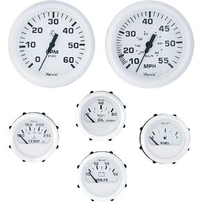 Faria Beede Instruments KT9797 Inboard Dress White 6-Gauge Boxed Set