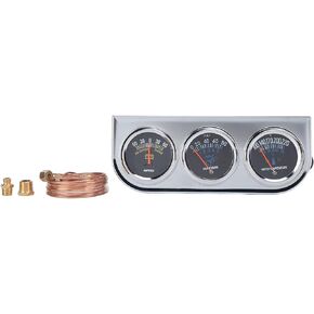 Triple Gauge Cluster,52mm Triple Gauge Kit Set 3‑in‑1 AMP Oil Pressure Water Temp Meter for 12V Vehicles