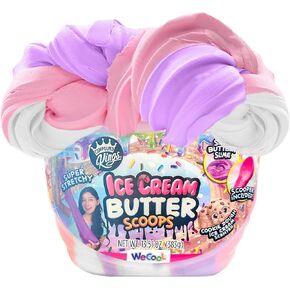Compound Kings Ice Cream Butter Cloudz Slime Bucket for Girls & Boys, Sensory Toys, Non-Sticky Stress Relieving Tactile Cookie Dough Scent Purple, Pink, White Swirl Gift Set