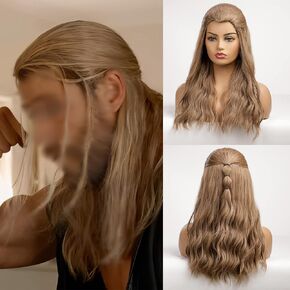 HAIRCUBE 80's طويل مجعد فاتح ذهبي بني باروكة شعر مستعار للحفلات التنكرية زي البالغين الرجال شعر طبيعي in Kuwait